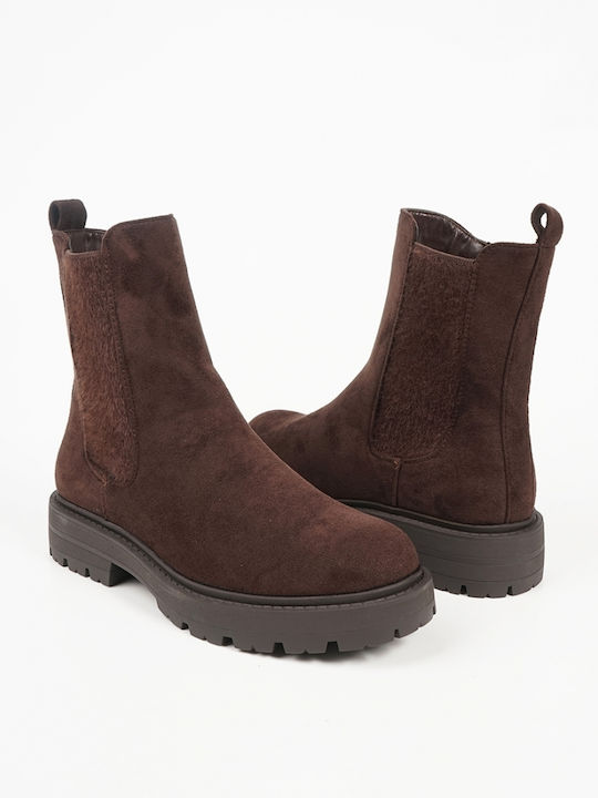 Suede Women's Ankle Boots Brown