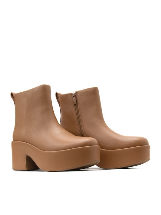 Leather Women's Ankle Boots Brown