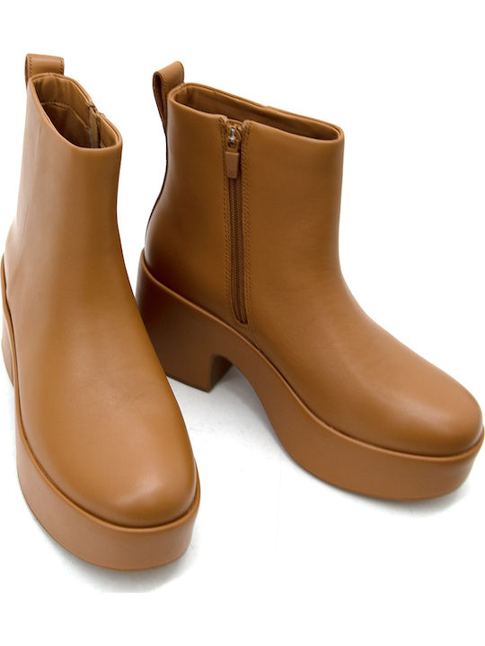 Leather Women's Ankle Boots Brown