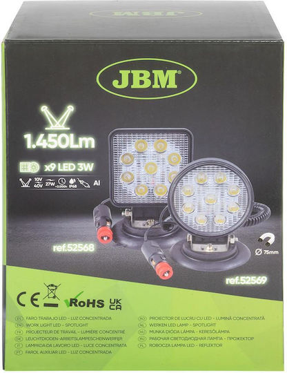 Lumină de Lucru LED Pătrată cu Focalizare și Bază Magnetică Jbm