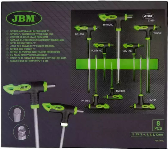 JBM Σετ 8 Κλειδιά Allen σε Σχήμα Ταφ