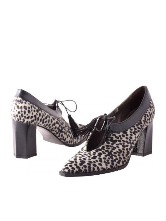 Leder Pumps mit Mittelhohem Absatz Braun