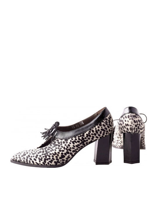 Leder Pumps mit Mittelhohem Absatz Braun