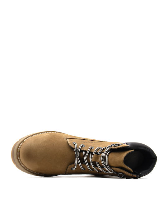 Leather Tabac Brown Men's Boots with Zipper