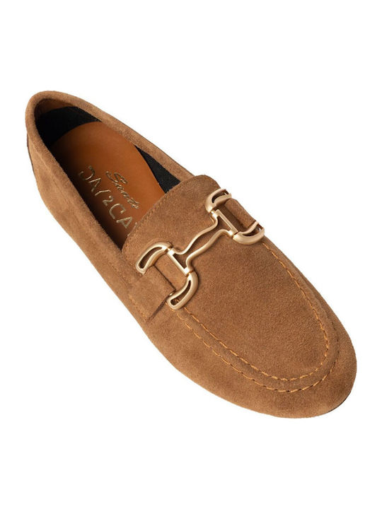 Leder Damen Mokassins in Braun Farbe