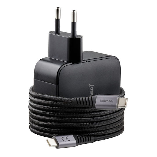 Intenso Φορτιστής GaN με Θύρα USB-A και 2 Θύρες USB-C 100W Power Delivery Μαύρος (7810010)