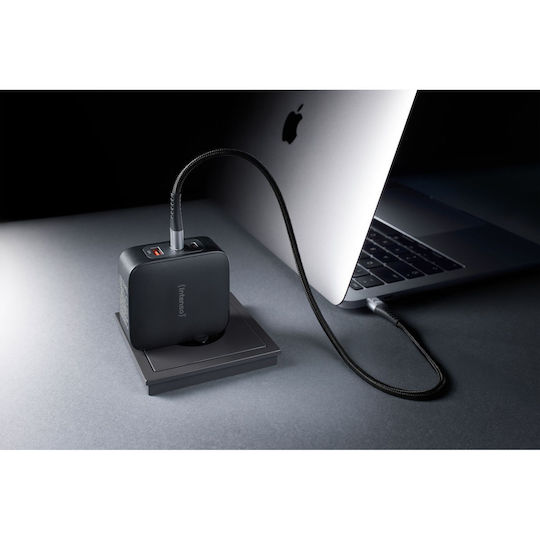 Intenso Φορτιστής GaN με Θύρα USB-A και 2 Θύρες USB-C 100W Power Delivery Μαύρος (7810010)