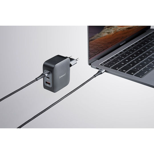 Intenso Φορτιστής GaN με Θύρα USB-A και 2 Θύρες USB-C 100W Power Delivery Μαύρος (7810010)