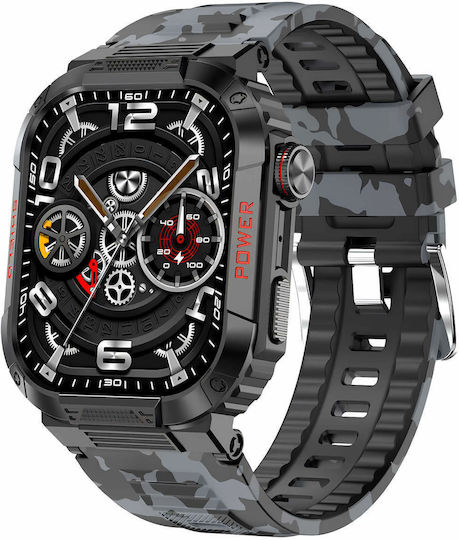 Microwear ET585 Smartwatch με Παλμογράφο (Black Steel)