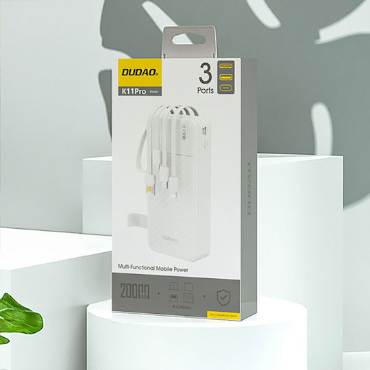 Dudao K11 Pro Power Bank 20000mAh 10W με Θύρα USB-A Λευκό