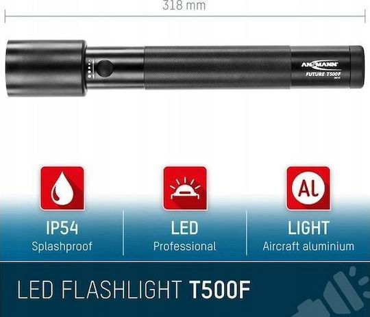 Ansmann Lanternă LED IP54 cu Luminozitate Maximă 260lm Torch Future T500F Negru