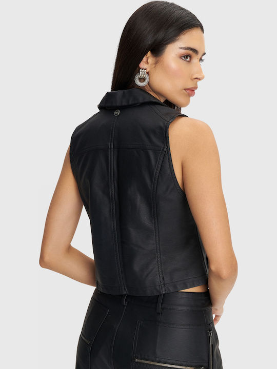 Women's Vest with Zipper Black