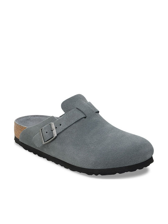Birkenstock Ανδρικά Δερμάτινα Σαμπό Γκρι