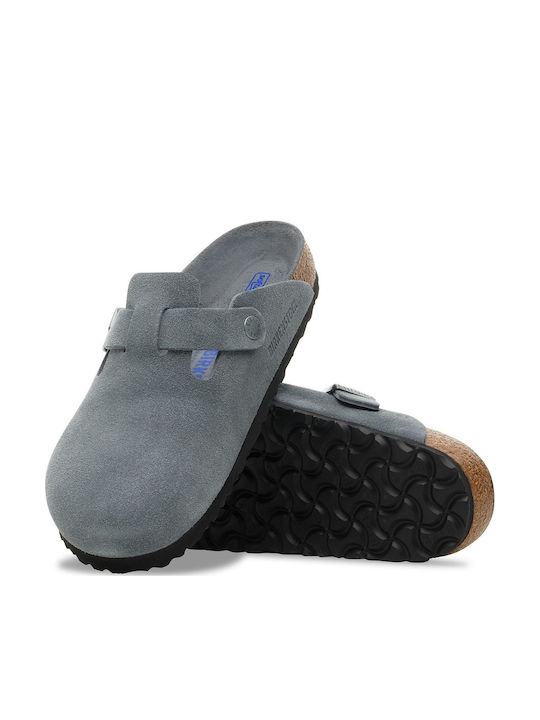 Birkenstock Ανδρικά Δερμάτινα Σαμπό Γκρι