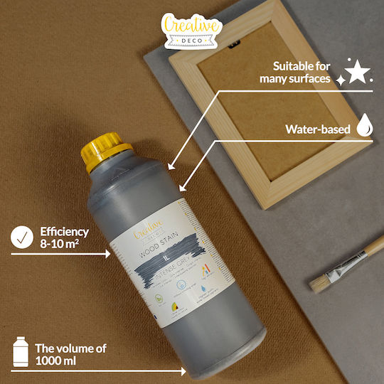 Creative Deco Water-based Varnish Stain Intense Gray Color 1l Quick-drying Varnish No