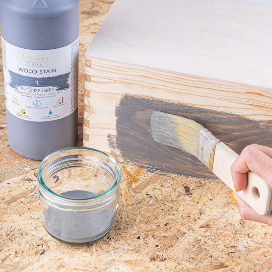 Creative Deco Water-based Varnish Stain Intense Gray Color 1l Quick-drying Varnish No
