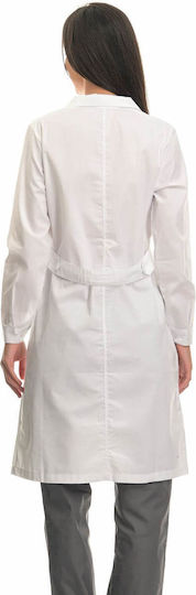 Alezi Women's White Medical Dressing Gown Cotton and Polyester