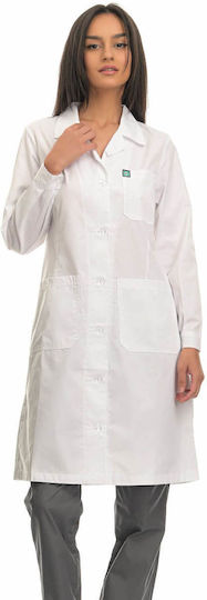 Alezi Women's White Medical Dressing Gown Cotton and Polyester