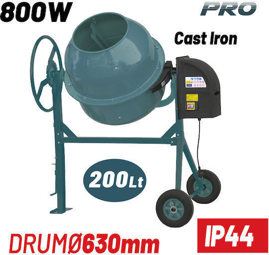 Bormann Μπετονιέρα Ηλεκτροκίνητη 800W με Ρόδες 200lt