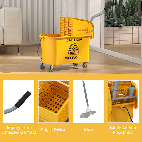 Homcom Reinigungswagen Und Haushaltswaren 20l Presse Set Staubsauger Eimer Wischmopp Rollen