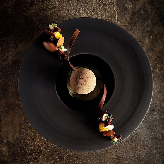 Revol Sphere Serving Plate Shallow Black with Diameter 30.3cm