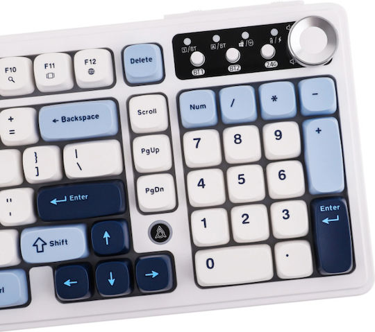 Ajazz AF98 Plus Безжичен Гейминг Клавиатура с RGB подсветка (Английски US) White Blue