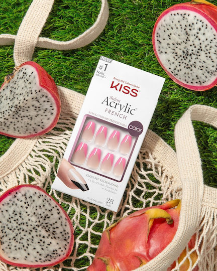Kiss Salon Acrylic French False Nail Tip Pink