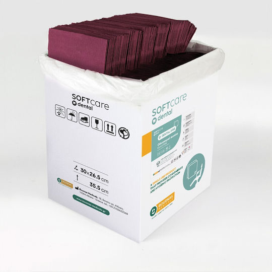 Bournas Medicals Dental Towel Burgundy 2ply + 1ply without Dispenser 500 Pieces