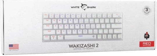 White Shark Wakizashi 2 Gaming Μηχανικό Πληκτρολόγιο 60% με Custom Red διακόπτες και RGB φωτισμό (International English) Λευκό
