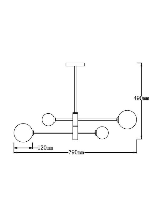 Light Prestige Κρεμαστό Φωτιστικό Μαύρο με Ντουί G9 12x49.5x49.5εκ.