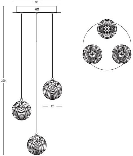 Zambelis Lights Pendant Light Yellow 30x30x220cm