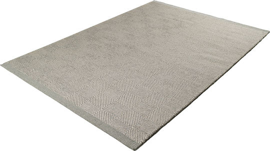Tapicap Herringbone Rug Rectangular Wool Grey White
