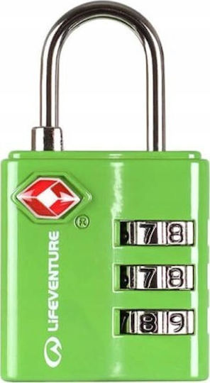 Lifeventure Combi Locks Stahl Vorhängeschloss Messing Kombination mit TSA-Zertifizierung 15mm Green 1Stück
