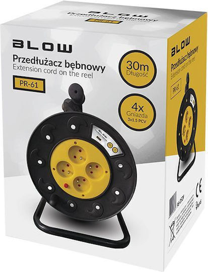 Blow Μπαλαντέζα Καρούλι 1 Θέσης με Καλώδιο 30m Διατομή 3 x 1.5mm² και Γείωση