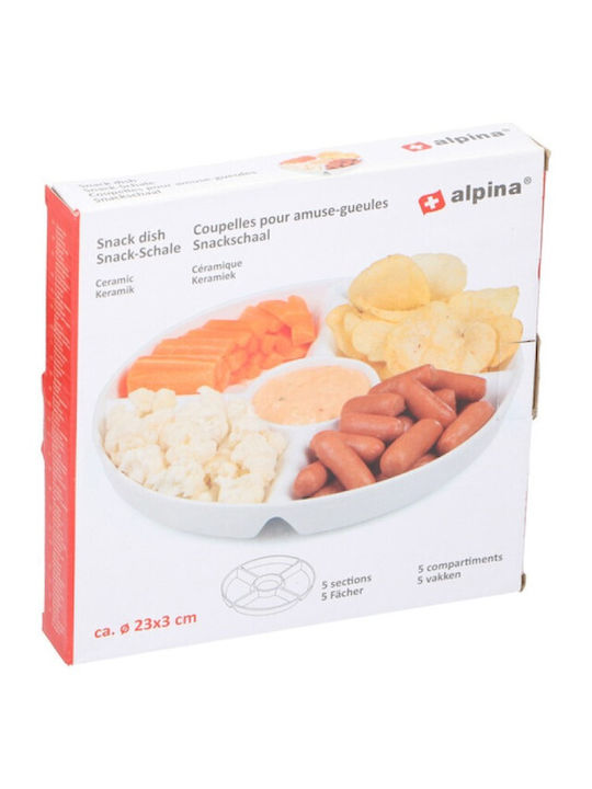 Atmosphera Κεραμική Ορντεβιέρα 5 Θέσεων Λευκή Ø23cm Π23xΜ3cm