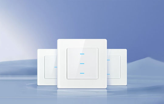 Avatto Avatto Χωνευτός Διακόπτης Τοίχου Wi-Fi Διπλός με Πλαίσιο Λευκός