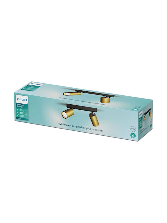 Philips Dublu Spot cu Soclu GU10 în Culoare Auriu