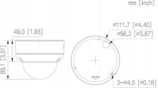 Dahua HDBW3649E-AS-IL-0280B IP Surveillance Camera Full HD+ 6MP Waterproof with Lens 2.8mm