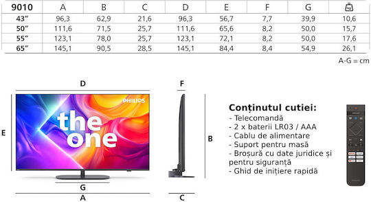 Philips Smart Television 43" 4K UHD QLED The One PUS9010 HDR (2025)
