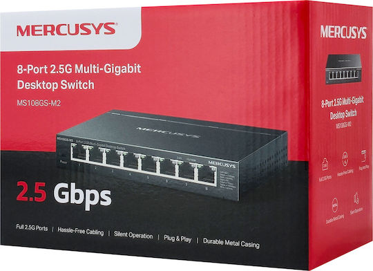 Mercusys MS108GS-M2 Unverwaltet L2 Switch mit 8 Ports Gigabit (1Gbps) Ethernet