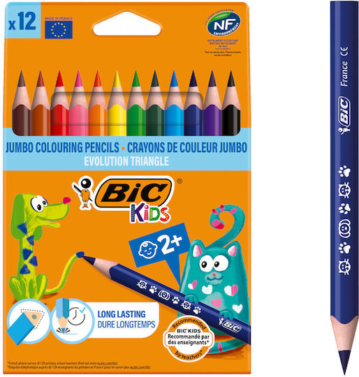BIC Kids Evolution Triangle Ξυλομπογιές Σετ 12 χρώματα