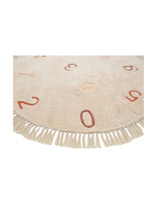 Bekas Carpets Kids Rug Cotton Bej Round with Diameter 120cm