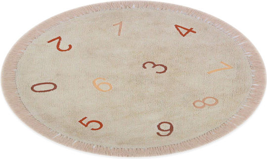 Bekas Carpets Kinder Teppich Beige Rund mit Durchmesser 120cm