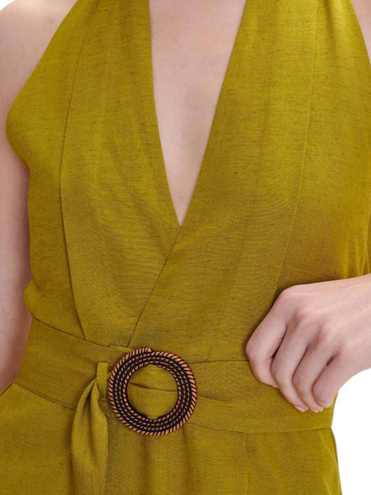 Summer Midi Sleeveless Wrap Green Dress