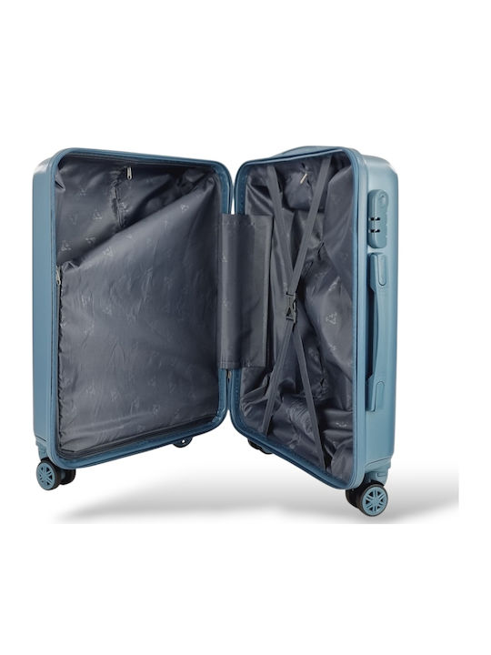 Playful Bags Large Travel Suitcase Hard Light Blue with 4 Wheels Height 72cm