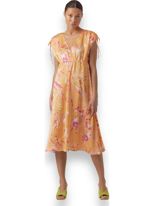 Summer Midi Dress Wrap Orange