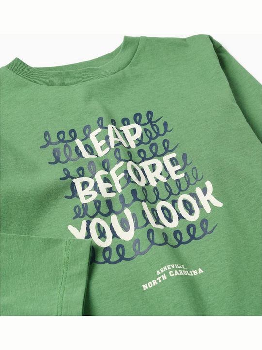 Παιδική Μπλούζα Μακρυμάνικη Πράσινη Leap Before You Look