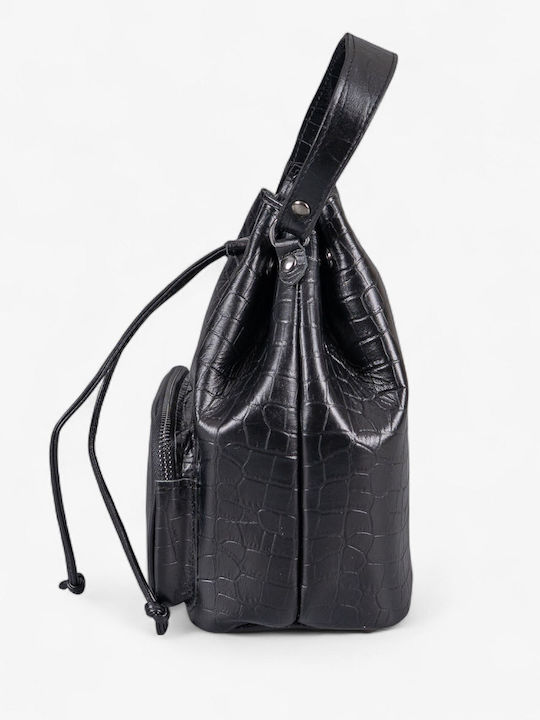 Leder Damenbeutel Schultertasche Schwarz