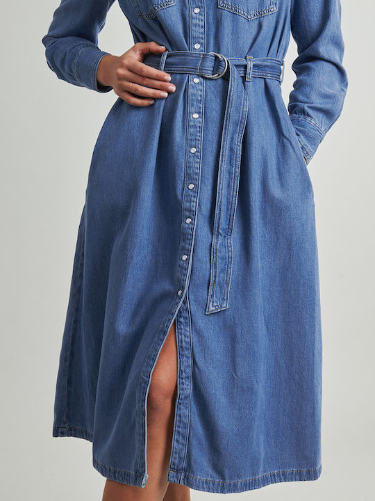 Midi Σεμιζιέ Φόρεμα Τζιν Medium Indigo