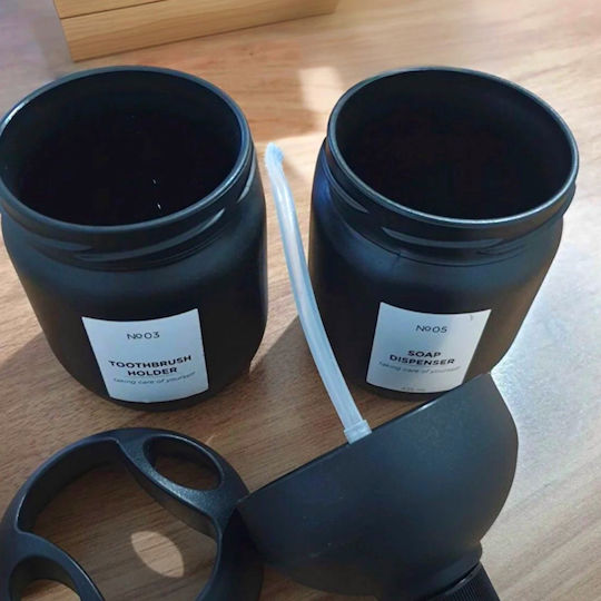 Set Accesorii Pentru Baie Din Sticlă Neagră 3 Buc
